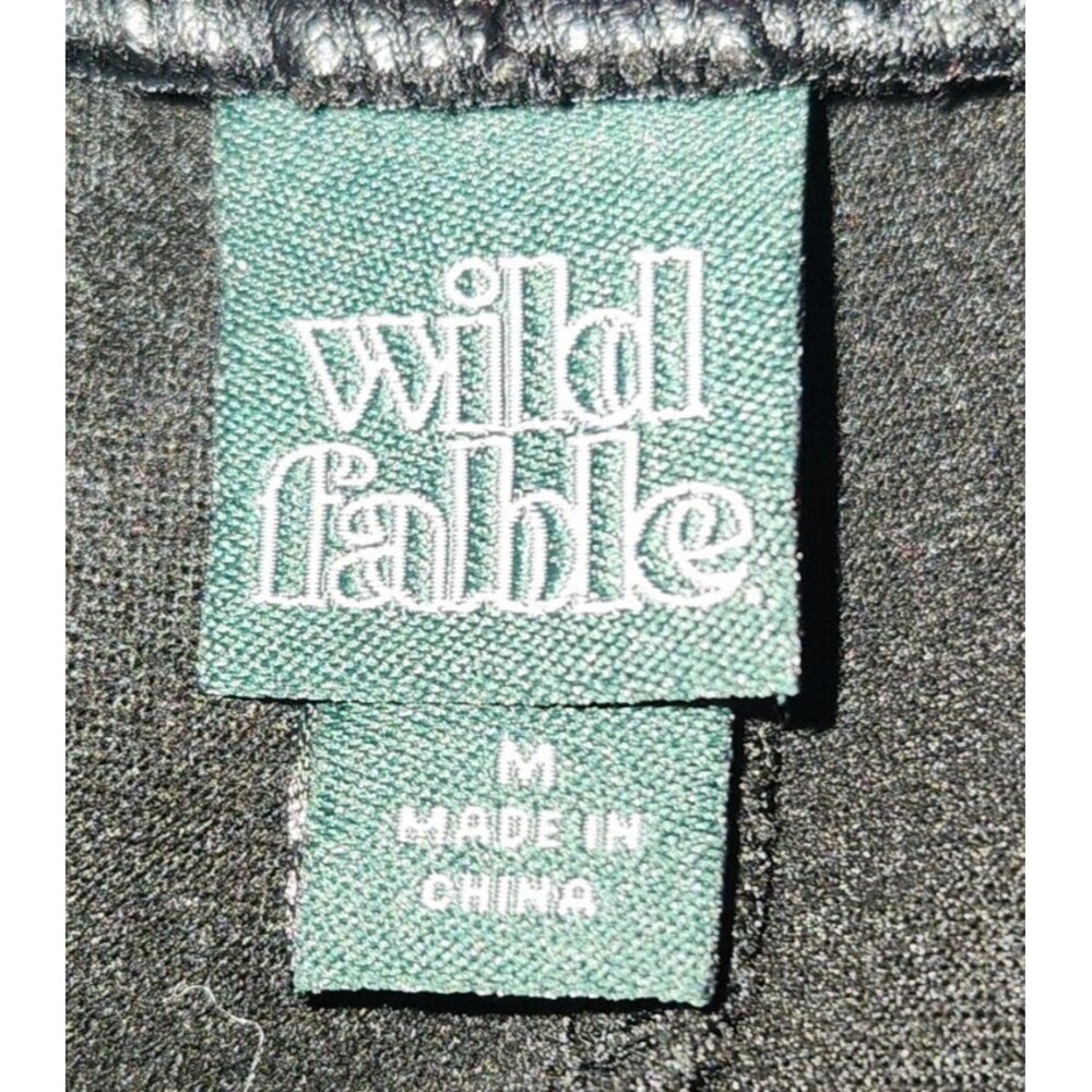Wild Fable Women's Black Faux Leather Flared Pants Split Front Hem Medium - Picture 6 of 8